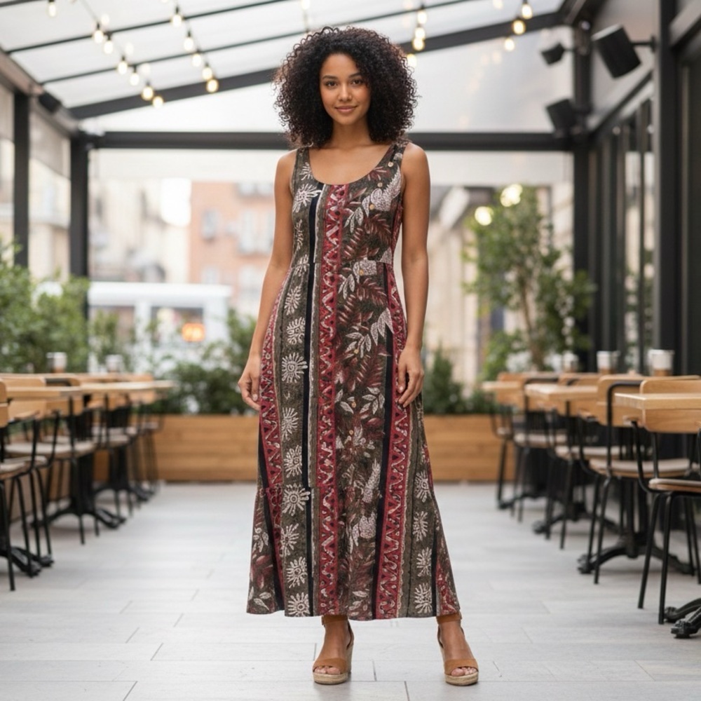 Fair Set Bohemian Tribal Print Midi Dress Size 12